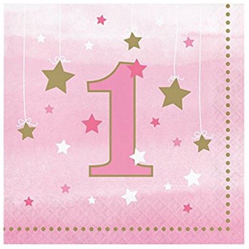 Guardanapos 1 Ano Rosa